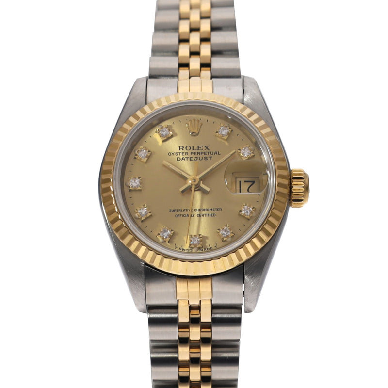 ロレックス デイトジャスト 10Pダイヤ 69173G L番(1990年頃製造) シャンパン/ダイヤモンド レディース 腕時計 自動巻き 中古 銀蔵