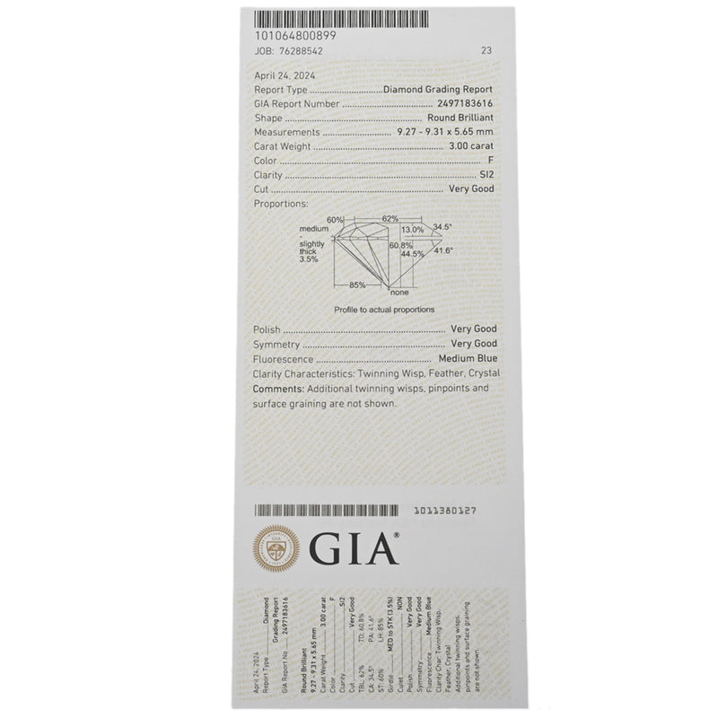 no brand ノーブランド 一粒ダイヤ3.002ct 12号 レディース Pt900プラチナ リング・指輪 Aランク 中古 銀蔵