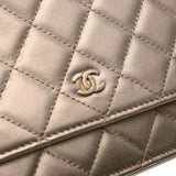 CHANEL シャネル マトラッセ チェーンウォレット シャンパンゴールド レディース ラムスキン チェーンウォレット ABランク 中古 銀蔵