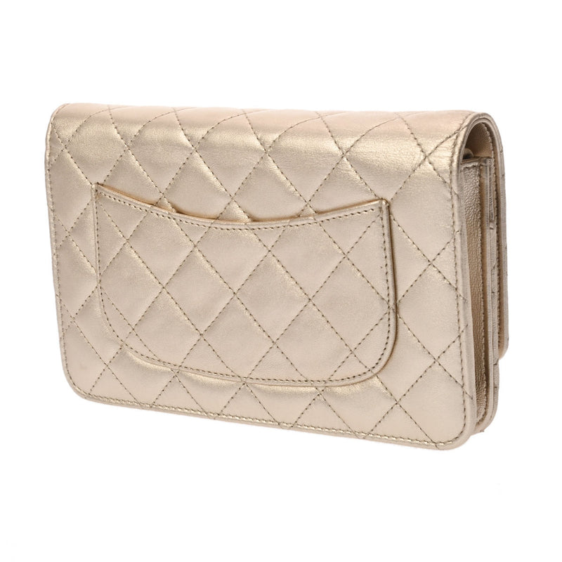 CHANEL シャネル マトラッセ チェーンウォレット シャンパンゴールド レディース ラムスキン ショルダーバッグ ABランク 中古 銀蔵