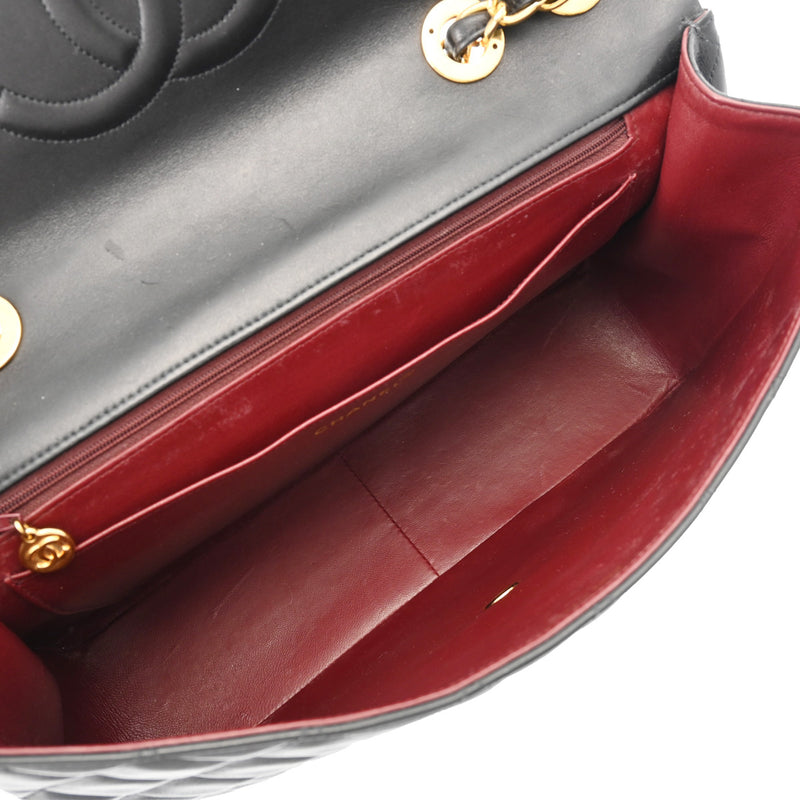 CHANEL シャネル デカマトラッセ  チェーンショルダー ブラック A01094 レディース ラムスキン ショルダーバッグ Bランク 中古 銀蔵