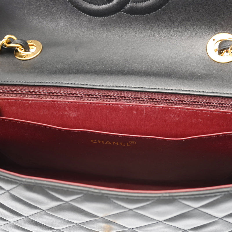 CHANEL シャネル デカマトラッセ  チェーンショルダー ブラック A01094 レディース ラムスキン ショルダーバッグ Bランク 中古 銀蔵