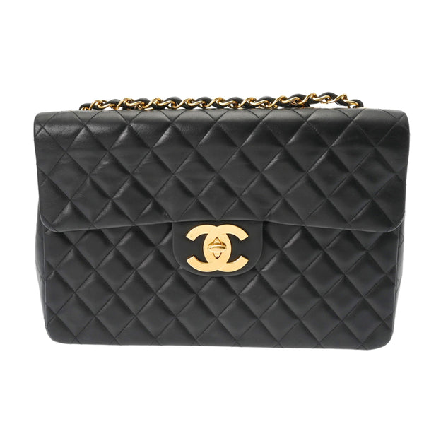 CHANEL シャネル デカマトラッセ  チェーンショルダー ブラック A01094 レディース ラムスキン ショルダーバッグ Bランク 中古 銀蔵