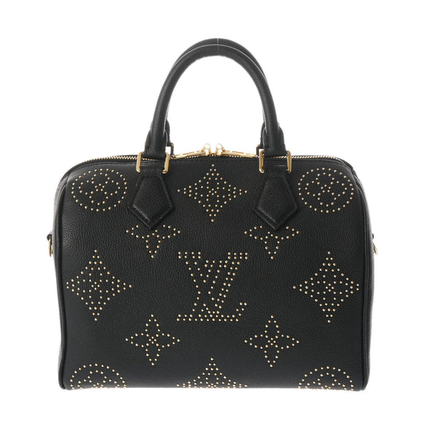 LOUIS VUITTON ルイヴィトン モノグラムアンプラント スピーディバンドリエール 25 スタッズ 2WAY ブラック M46736 レディース レザー ハンドバッグ 新同 中古 銀蔵