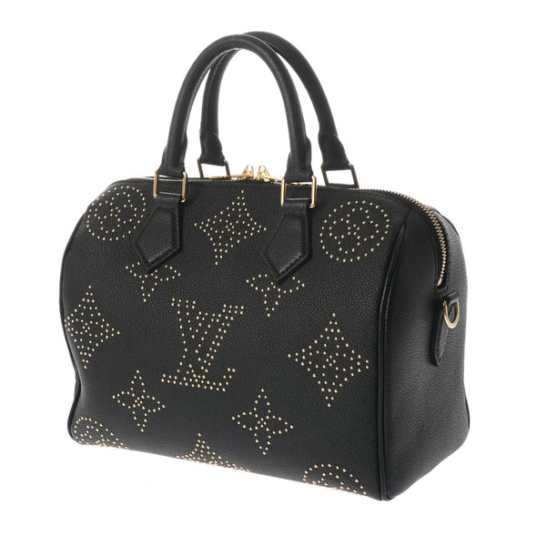 LOUIS VUITTON ルイヴィトン モノグラムアンプラント スピーディバンドリエール 25 スタッズ 2WAY ブラック M46736 レディース レザー ハンドバッグ 新同 中古 銀蔵