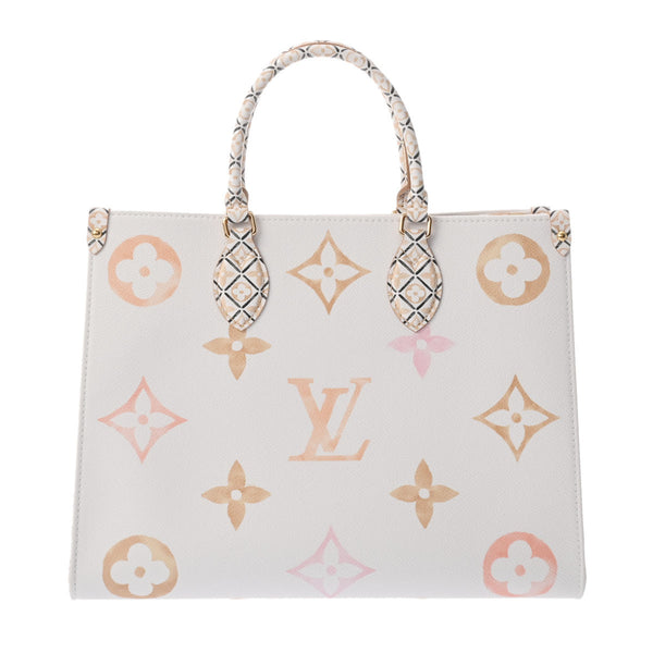 LOUIS VUITTON ルイヴィトン モノグラム バイザプール オンザゴー MM ホワイト/ピンク/ベージュ M22975 レディース レザー ハンドバッグ 新同 中古 銀蔵