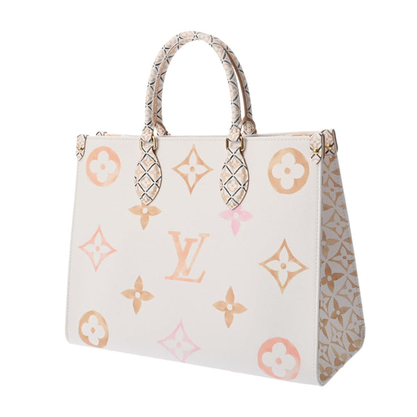 LOUIS VUITTON ルイヴィトン モノグラム バイザプール オンザゴー MM ホワイト/ピンク/ベージュ M22975 レディース レザー ハンドバッグ 新同 中古 銀蔵