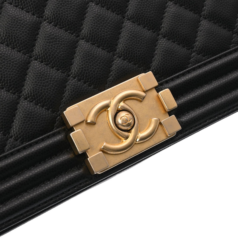 CHANEL シャネル ボーイシャネル チェーンショルダー 25cm ブラック A67086 レディース キャビアスキン ショルダーバッグ 新同 中古 銀蔵