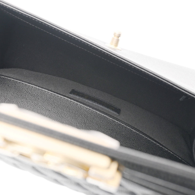 CHANEL シャネル ボーイシャネル チェーンショルダー 25cm ブラック A67086 レディース キャビアスキン ショルダーバッグ 新同 中古 銀蔵