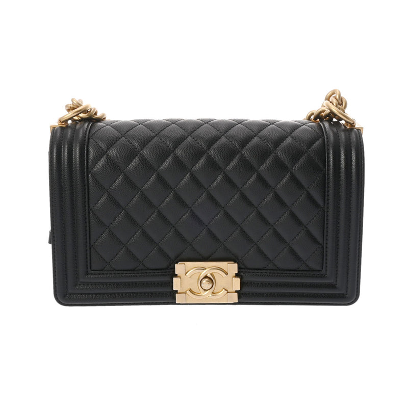 CHANEL シャネル ボーイシャネル チェーンショルダー 25cm ブラック A67086 レディース キャビアスキン ショルダーバッグ 新同 中古 銀蔵