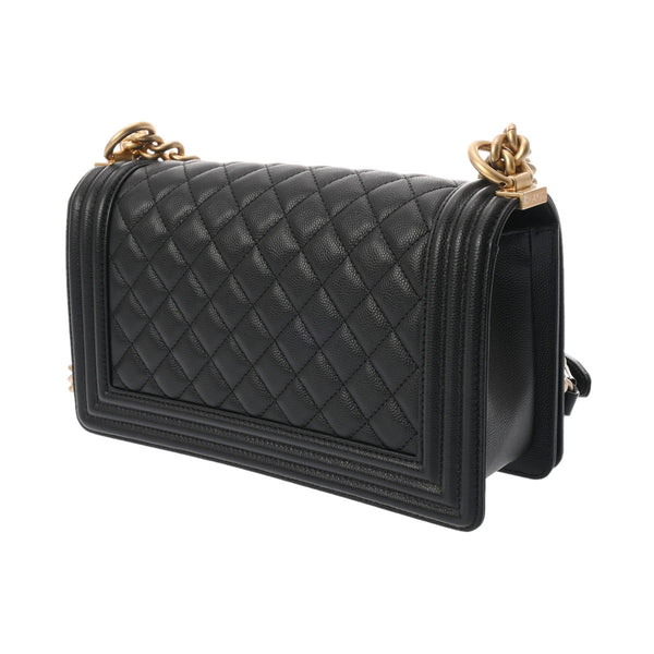 CHANEL シャネル ボーイシャネル チェーンショルダー 25cm ブラック A67086 レディース キャビアスキン ショルダーバッグ 新同 中古 銀蔵