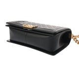 CHANEL シャネル ボーイシャネル チェーンショルダー 25cm ブラック A67086 レディース キャビアスキン ショルダーバッグ 新同 中古 銀蔵