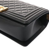 CHANEL シャネル ボーイシャネル チェーンショルダー 25cm ブラック A67086 レディース キャビアスキン ショルダーバッグ 新同 中古 銀蔵