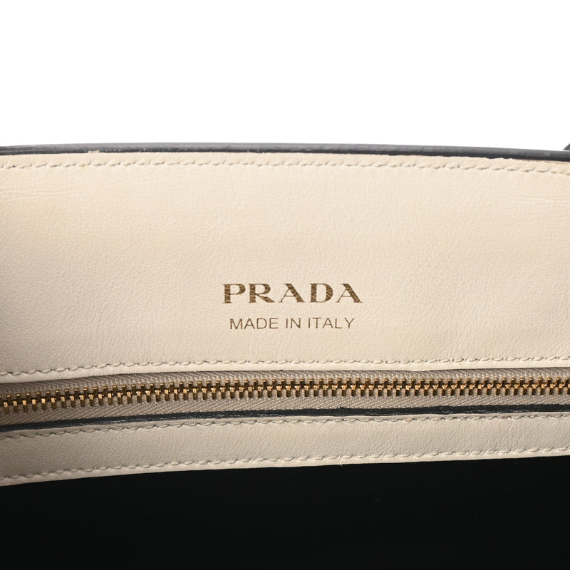 PRADA プラダ ビブリオテーク 2WAY アイボリー 1BA050 レディース サフィアーノ ハンドバッグ Aランク 中古 銀蔵