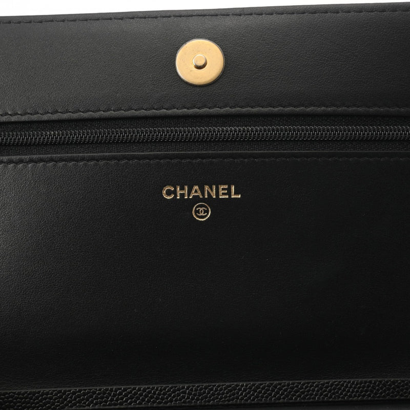 CHANEL シャネル ボーイシャネル チェーンウォレット ブラック レディース キャビアスキン ショルダーバッグ 新同 中古 銀蔵