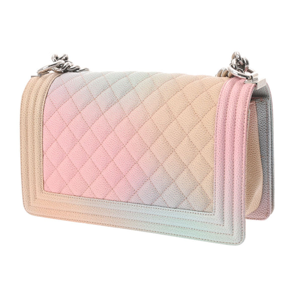 CHANEL シャネル ボーイシャネル チェーンショルダー 25cm レインボー A67086 レディース キャビアスキン ショルダーバッグ Aランク 中古 銀蔵