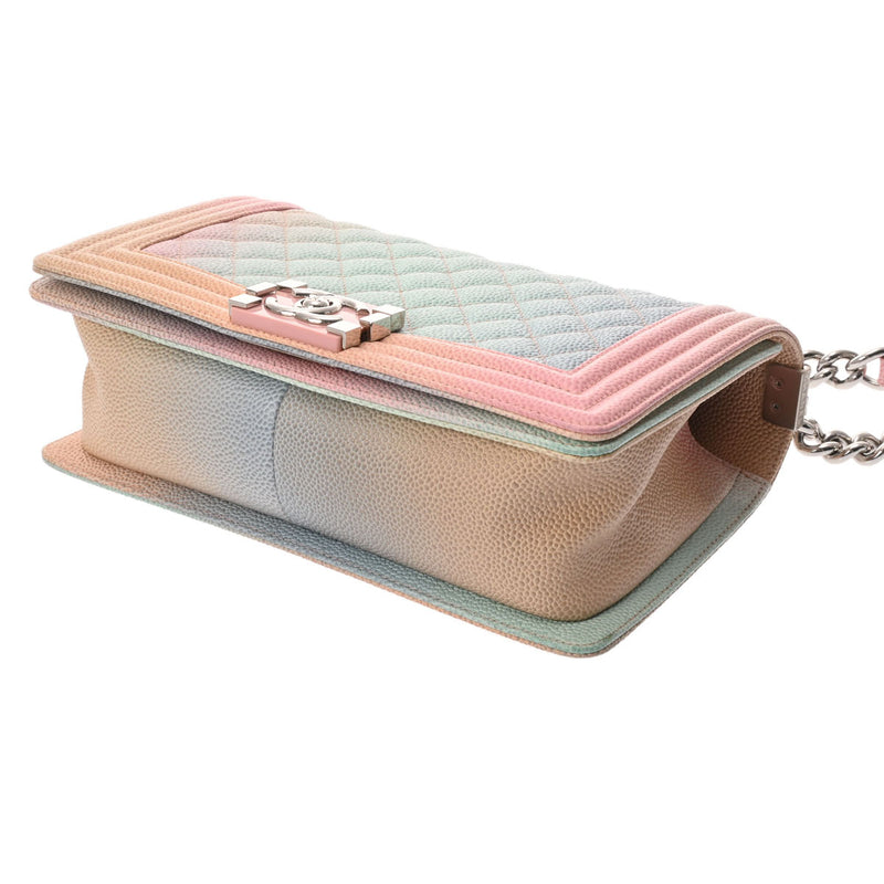 CHANEL シャネル ボーイシャネル チェーンショルダー 25cm レインボー A67086 レディース キャビアスキン ショルダーバッグ Aランク 中古 銀蔵
