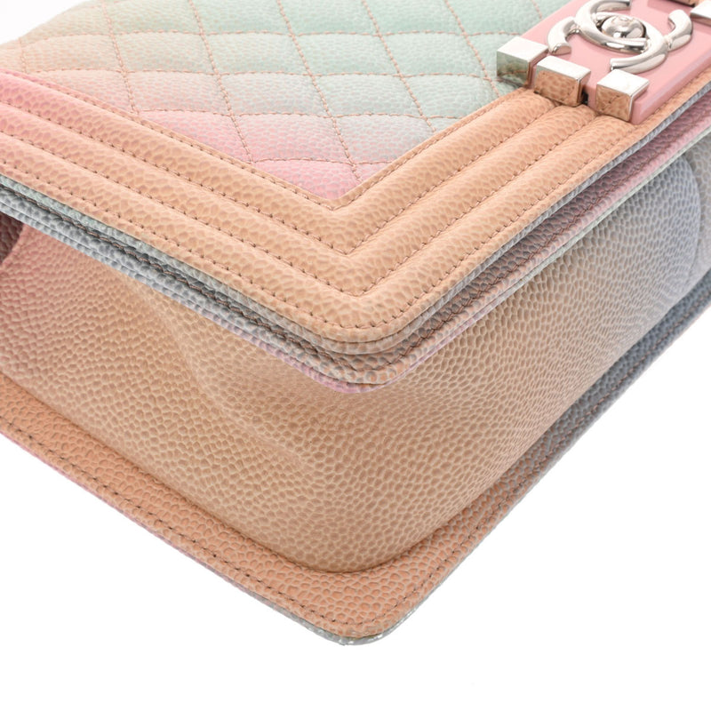 CHANEL シャネル ボーイシャネル チェーンショルダー 25cm レインボー A67086 レディース キャビアスキン ショルダーバッグ Aランク 中古 銀蔵