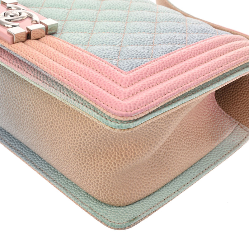 CHANEL シャネル ボーイシャネル チェーンショルダー 25cm レインボー A67086 レディース キャビアスキン ショルダーバッグ Aランク 中古 銀蔵