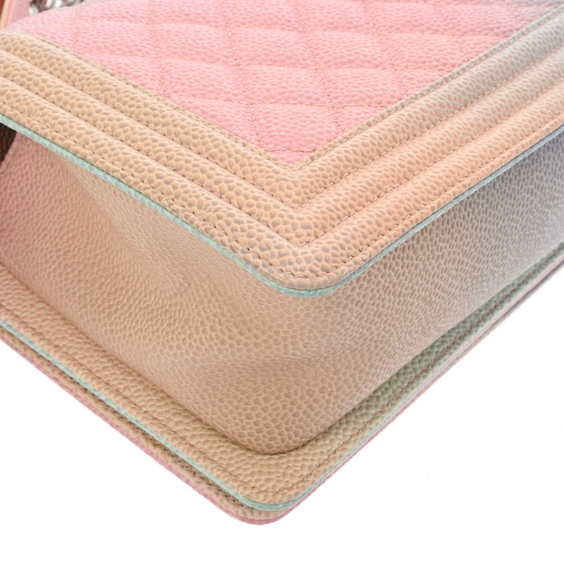 CHANEL シャネル ボーイシャネル チェーンショルダー 25cm レインボー A67086 レディース キャビアスキン ショルダーバッグ Aランク 中古 銀蔵