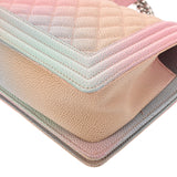 CHANEL シャネル ボーイシャネル チェーンショルダー 25cm レインボー A67086 レディース キャビアスキン ショルダーバッグ Aランク 中古 銀蔵