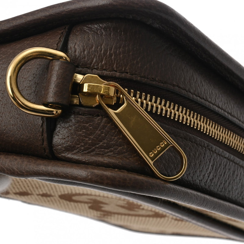 GUCCI グッチ ジャンボGG ミニバッグ キャメル/エボニー 696075 ユニセックス キャンバス レザー ショルダーバッグ Aランク 中古 銀蔵