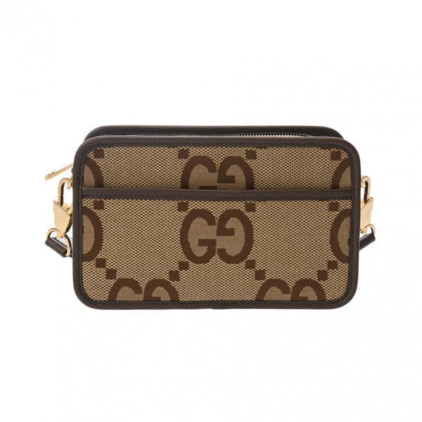 GUCCI グッチ ジャンボGG ミニバッグ キャメル/エボニー 696075 ユニセックス キャンバス レザー ショルダーバッグ Aランク 中古 銀蔵