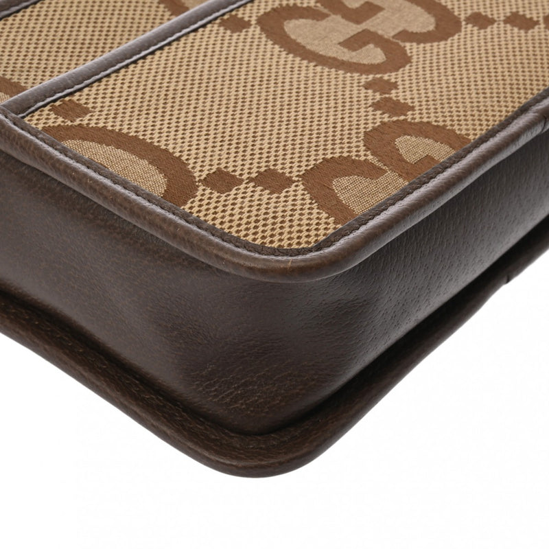 GUCCI グッチ ジャンボGG ミニバッグ キャメル/エボニー 696075 ユニセックス キャンバス レザー ショルダーバッグ Aランク 中古 銀蔵