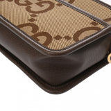 GUCCI グッチ ジャンボGG ミニバッグ キャメル/エボニー 696075 ユニセックス キャンバス レザー ショルダーバッグ Aランク 中古 銀蔵
