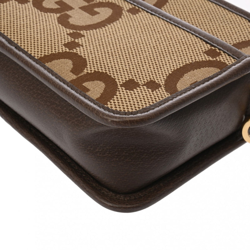 GUCCI グッチ ジャンボGG ミニバッグ キャメル/エボニー 696075 ユニセックス キャンバス レザー ショルダーバッグ Aランク 中古 銀蔵