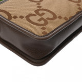 GUCCI グッチ ジャンボGG ミニバッグ キャメル/エボニー 696075 ユニセックス キャンバス レザー ショルダーバッグ Aランク 中古 銀蔵