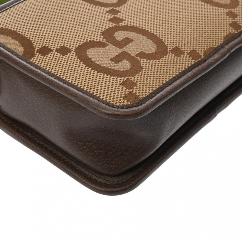 GUCCI グッチ ジャンボGG ミニバッグ キャメル/エボニー 696075 ユニセックス キャンバス レザー ショルダーバッグ Aランク 中古 銀蔵
