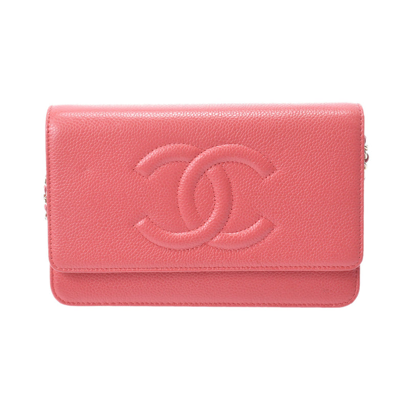 CHANEL シャネル マトラッセ チェーンウォレット ピンク A48654 レディース キャビアスキン ショルダーバッグ ABランク 中古 銀蔵