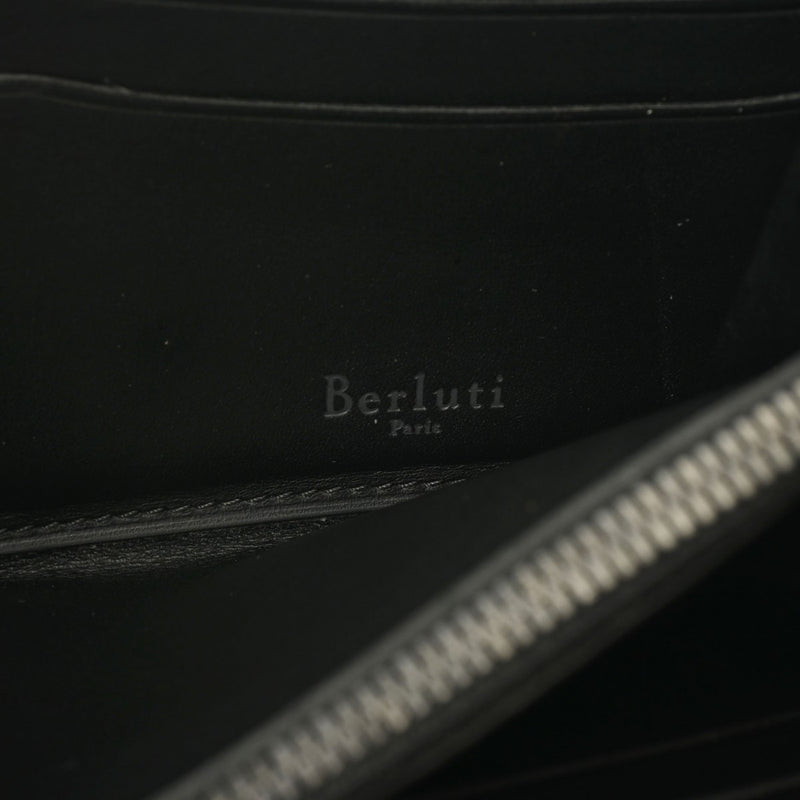 BERLUTI ベルルッティ イタウバ ロングジップ カリグラフィー ダークグレー系 E1117 メンズ スクリットレザー 長財布 ABランク 中古 銀蔵