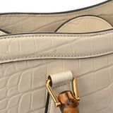 GUCCI グッチ ダイアナ スモール トートバッグ 2WAY アイボリー 688045 レディース クロコダイル バンブー ハンドバッグ 新同 中古 銀蔵