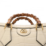 GUCCI グッチ ダイアナ スモール トートバッグ 2WAY アイボリー 688045 レディース クロコダイル バンブー ハンドバッグ 新同 中古 銀蔵