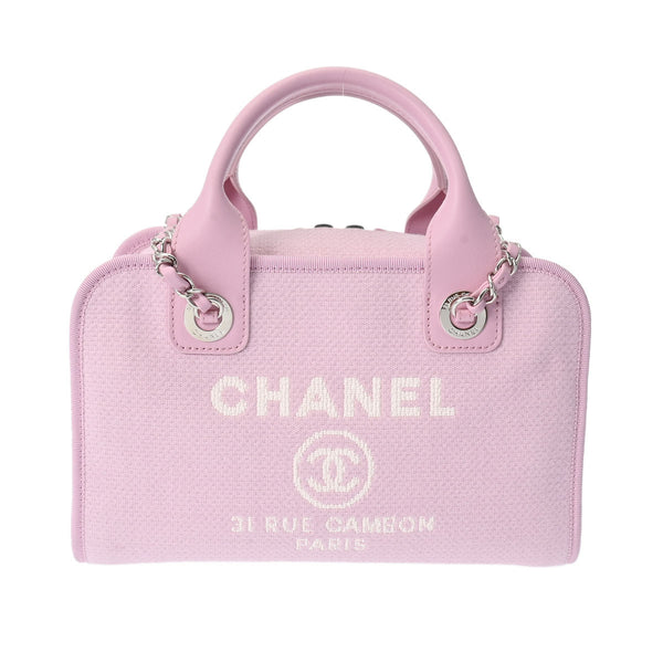 CHANEL シャネル ドーヴィル ボーリングバッグ 2WAY チェーンショルダーバッグ ピンク A92749 レディース キャンバス レザー ショルダーバッグ Aランク 中古 銀蔵