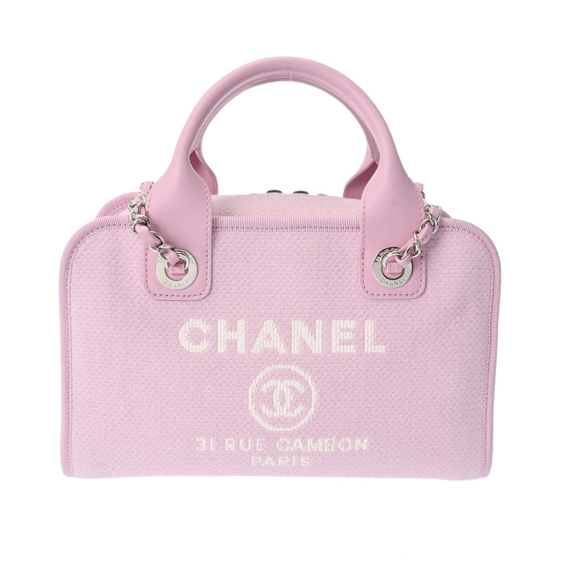 CHANEL シャネル ドーヴィル ボーリングバッグ 2WAY チェーンショルダーバッグ ピンク A92749 レディース キャンバス レザー ショルダーバッグ Aランク 中古 銀蔵