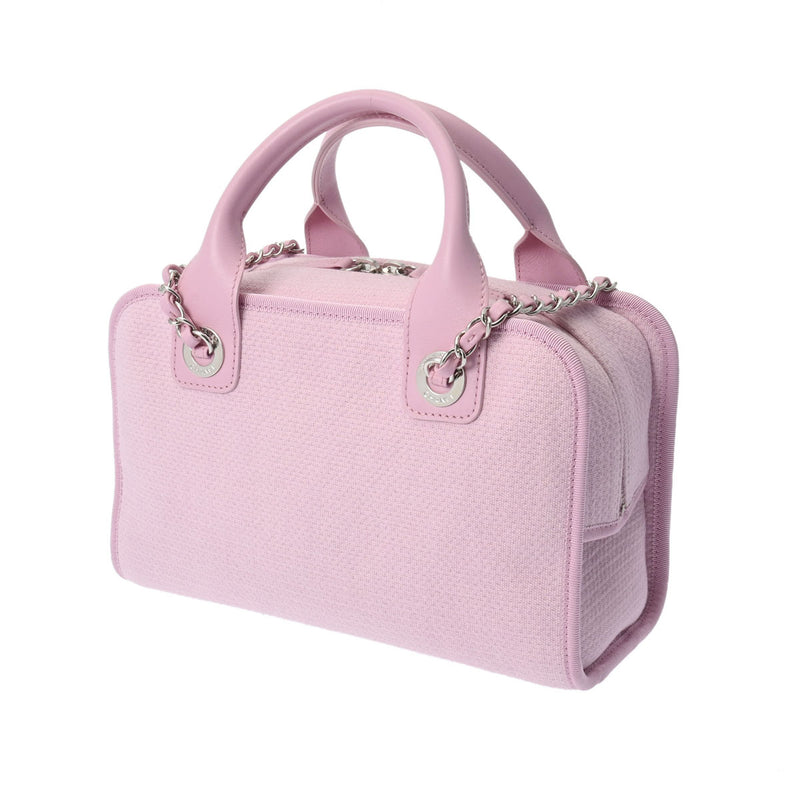CHANEL シャネル ドーヴィル ボーリングバッグ 2WAY チェーンショルダーバッグ ピンク A92749 レディース キャンバス レザー ショルダーバッグ Aランク 中古 銀蔵
