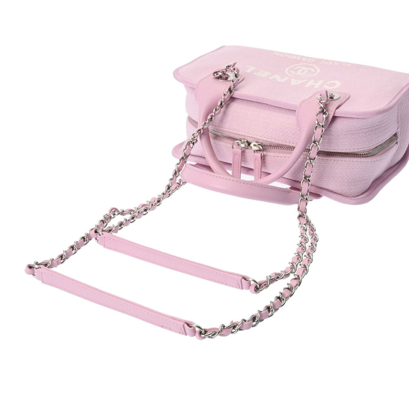 CHANEL シャネル ドーヴィル ボーリングバッグ 2WAY チェーンショルダーバッグ ピンク A92749 レディース キャンバス レザー ショルダーバッグ Aランク 中古 銀蔵