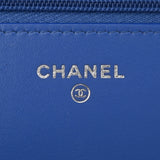 CHANEL シャネル チェーンウォレット ブルー ブルー/シルバー金具 AP3043 レディース ラムスキン ショルダーバッグ Aランク 中古 銀蔵