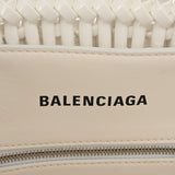 BALENCIAGA バレンシアガ ビストロ XS ホワイト シルバー金具 671342 レディース エナメルフェイクカーフ ハンドバッグ Aランク 中古 銀蔵