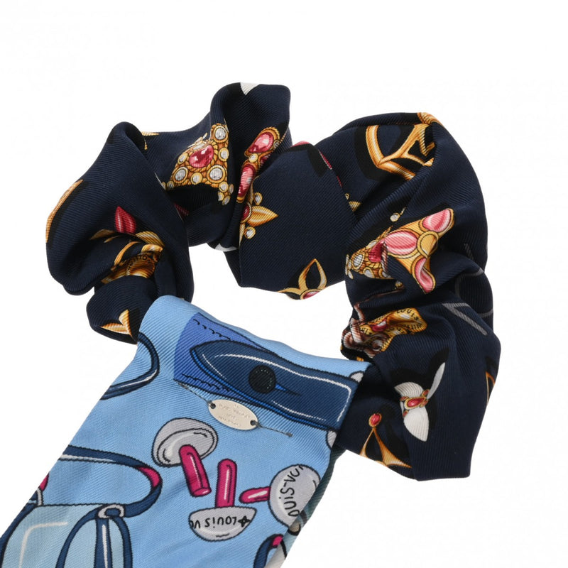 LOUIS VUITTON ルイヴィトン シュシュ ビーマインドフル リボン ブルー/グリーン M76644 レディース シルク100％ ブランド小物 ABランク 中古 銀蔵