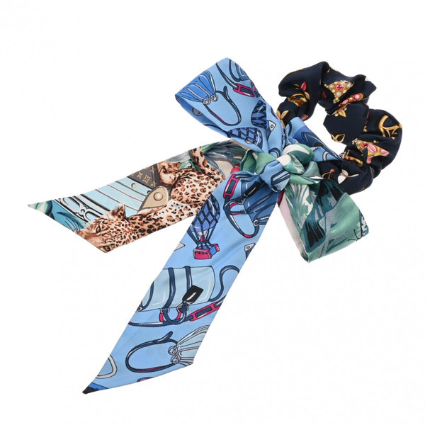 LOUIS VUITTON ルイヴィトン シュシュ ビーマインドフル リボン ブルー/グリーン M76644 レディース シルク100％ ブランド小物 ABランク 中古 銀蔵