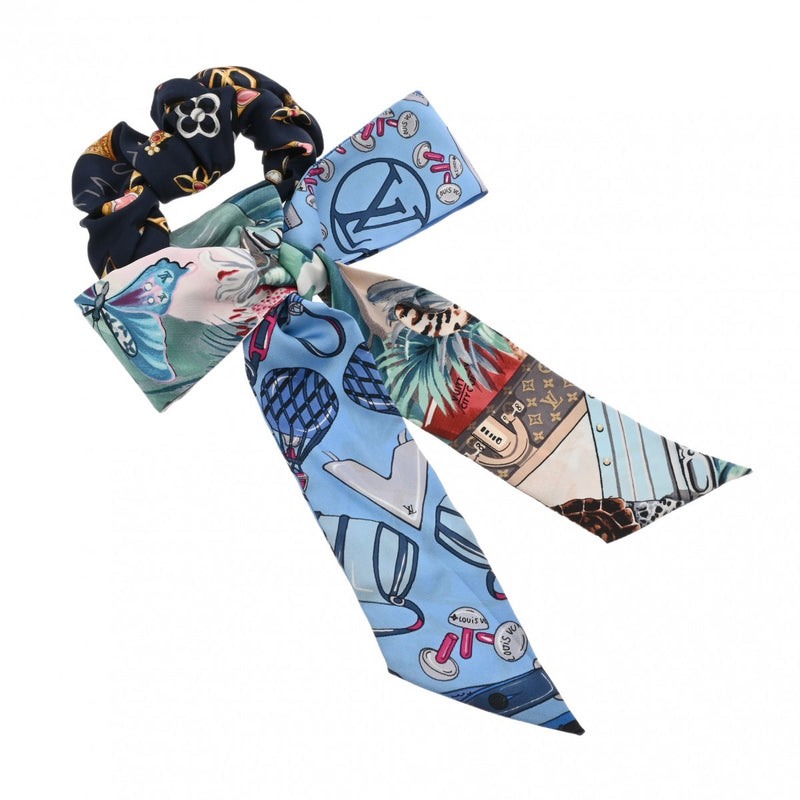 LOUIS VUITTON ルイヴィトン シュシュ ビーマインドフル リボン ブルー/グリーン M76644 レディース シルク100％ ブランド小物 ABランク 中古 銀蔵