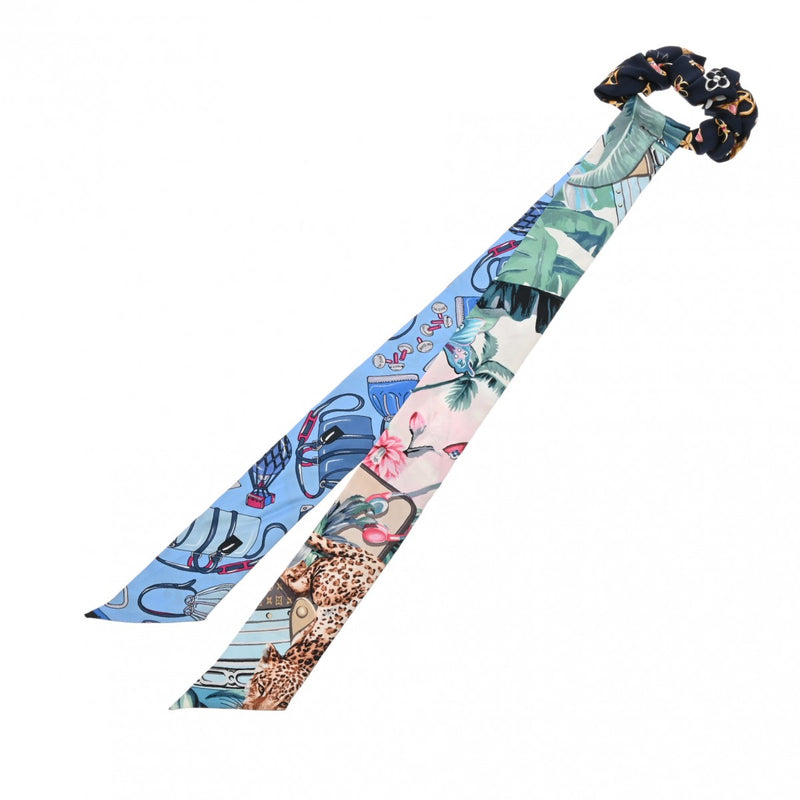 LOUIS VUITTON ルイヴィトン シュシュ ビーマインドフル リボン ブルー/グリーン M76644 レディース シルク100％ ブランド小物 ABランク 中古 銀蔵