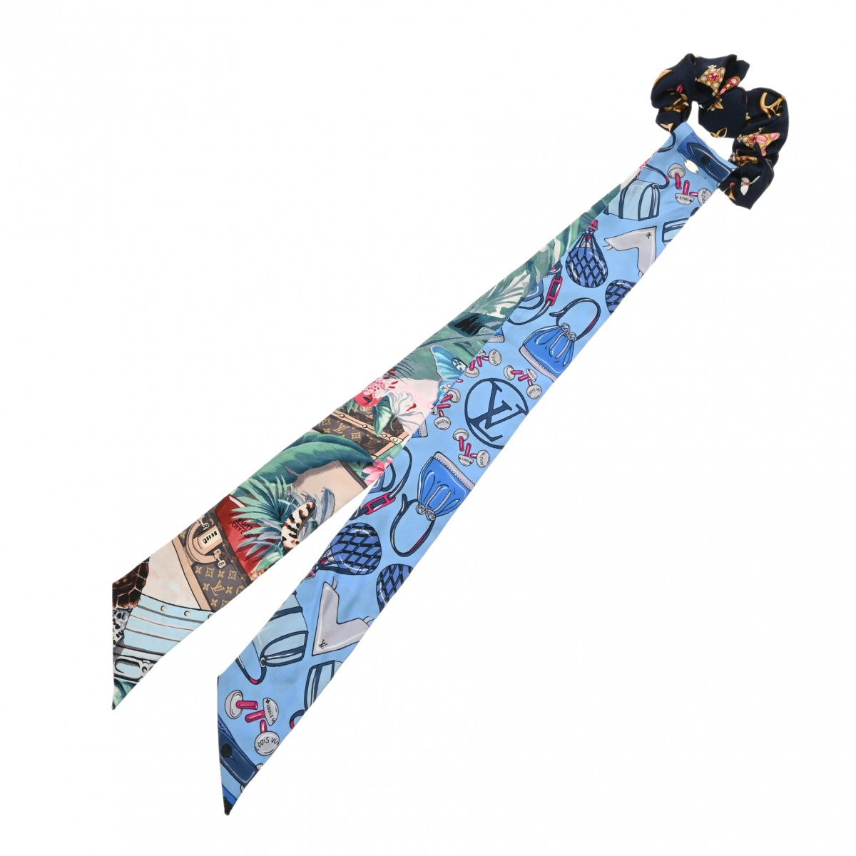 【未使用級】ルイヴィトン シュシュ ビーマインドフル シルク ルイヴィトン シュシュ ビーマインドフル リボン ブルー/グリーン