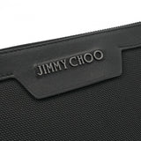 JIMMY CHOO ジミーチュウ ロゴ ブラック ユニセックス レザー キャンバス クラッチバッグ Aランク 中古 銀蔵