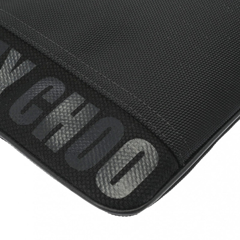 ジミーチュウ ロゴ ブラック ユニセックス レザー クラッチバッグ