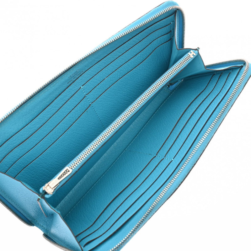 HERMES エルメス アザップロング ブルーアズテック □R刻印(2014年頃) レディース シェーブル 長財布 ABランク 中古 銀蔵